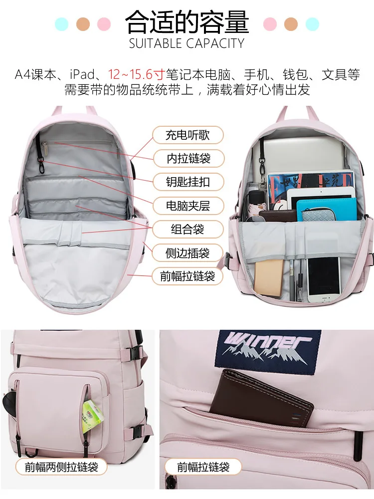 

USB Charging Backpack Men Large Capacity Casual Outdoor Male Backpacks Unisex Black High Quality Nylon Travel Laptop Backpacks