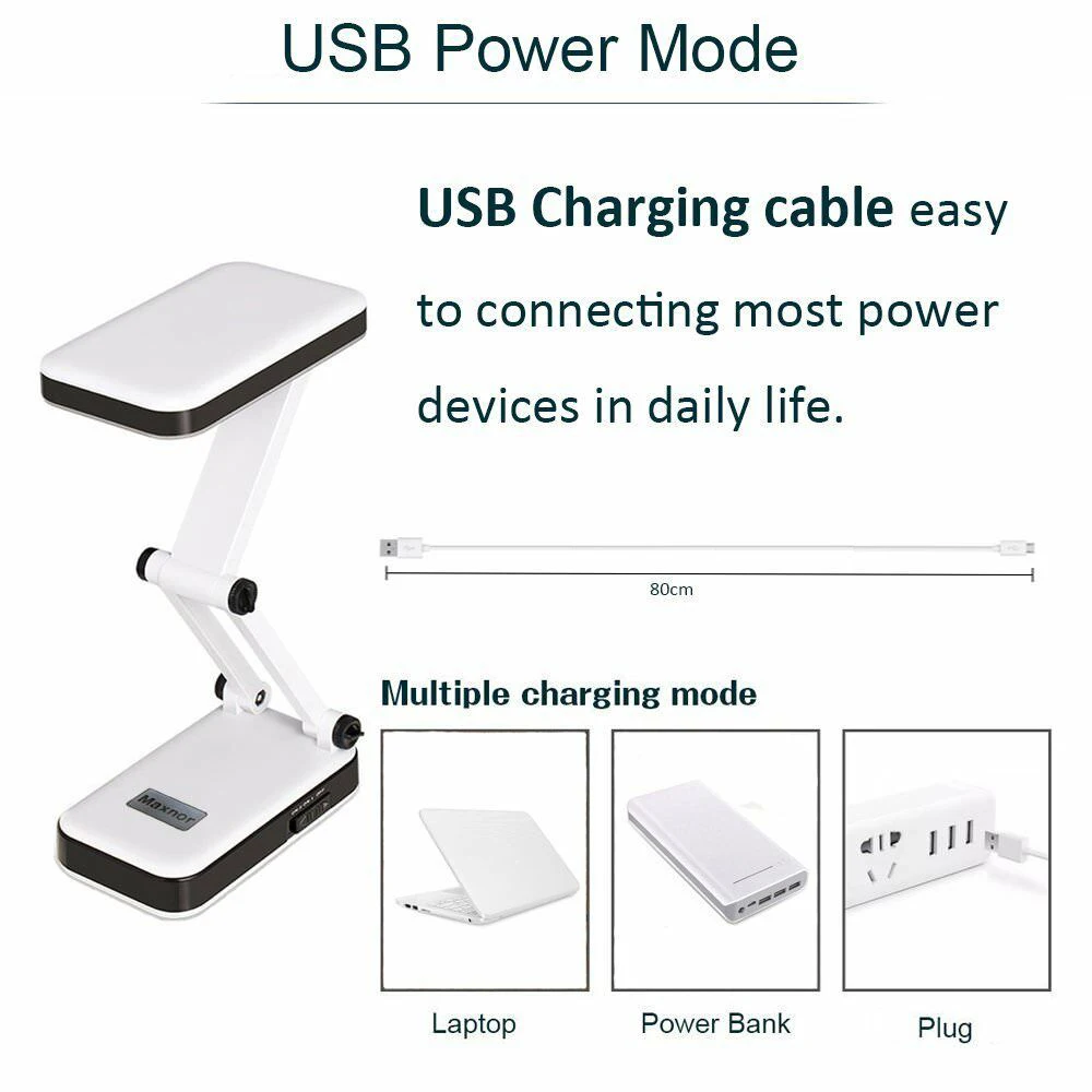 Складной USB Гибкий чтение светодиодный настольная лампа книга свет и батарея питание лампы для чтения