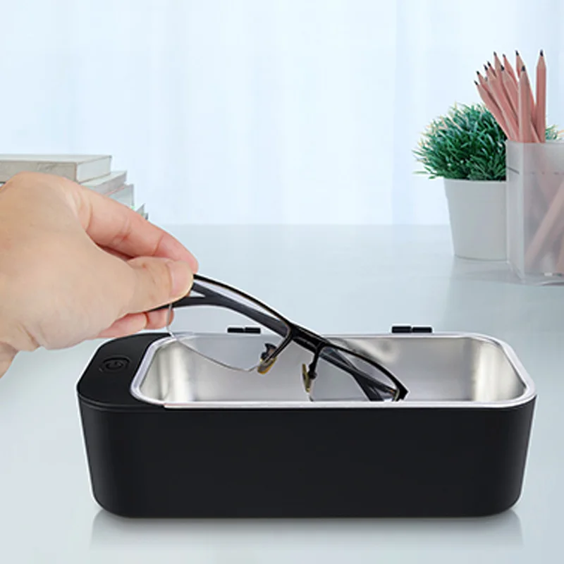 ЕС Plug синий Ультразвуковой очиститель Таймер для ванны 400 мл 42 кГц ожерелье