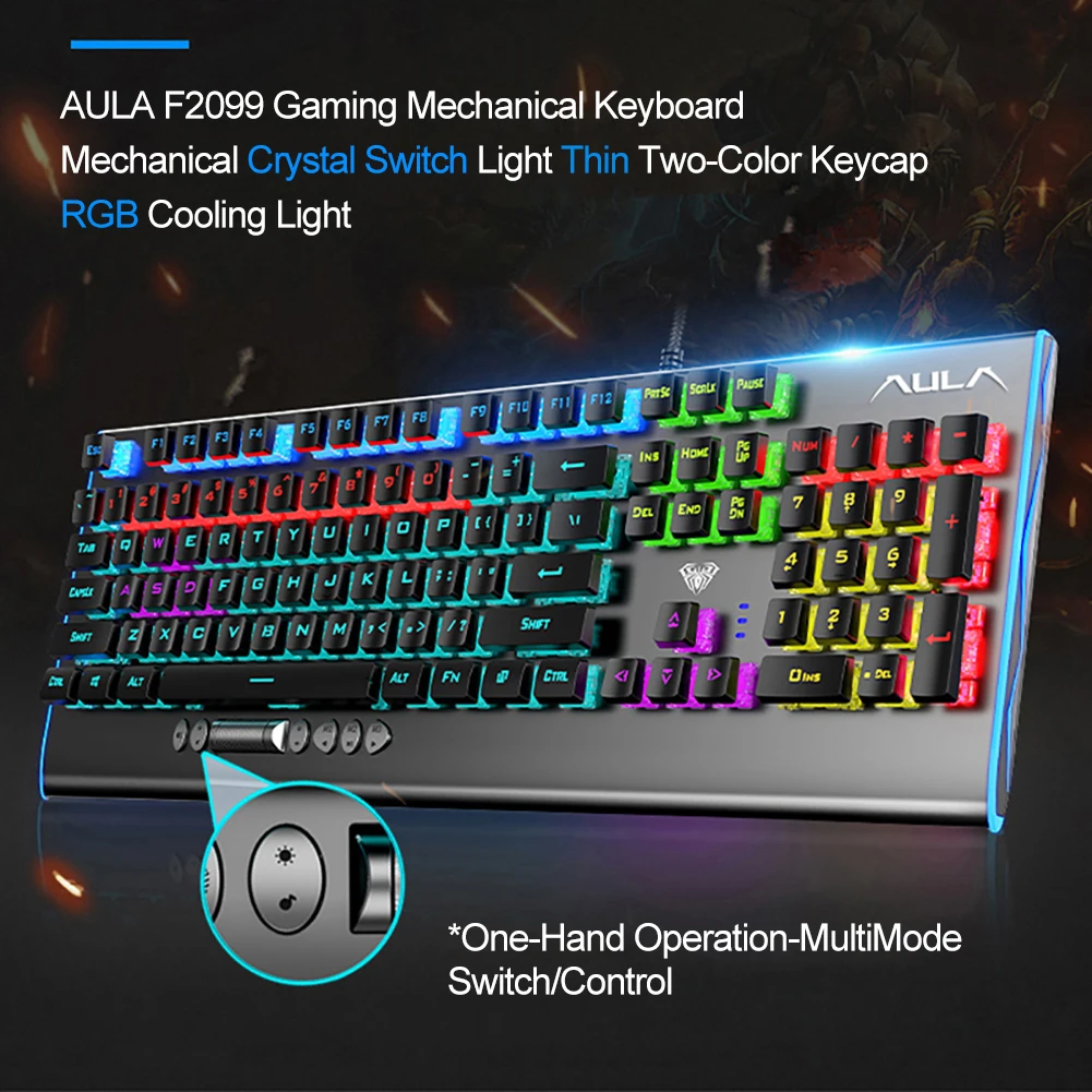 AULA F2099 Механическая игровая клавиатура синий игровой клавиатуры коричневый
