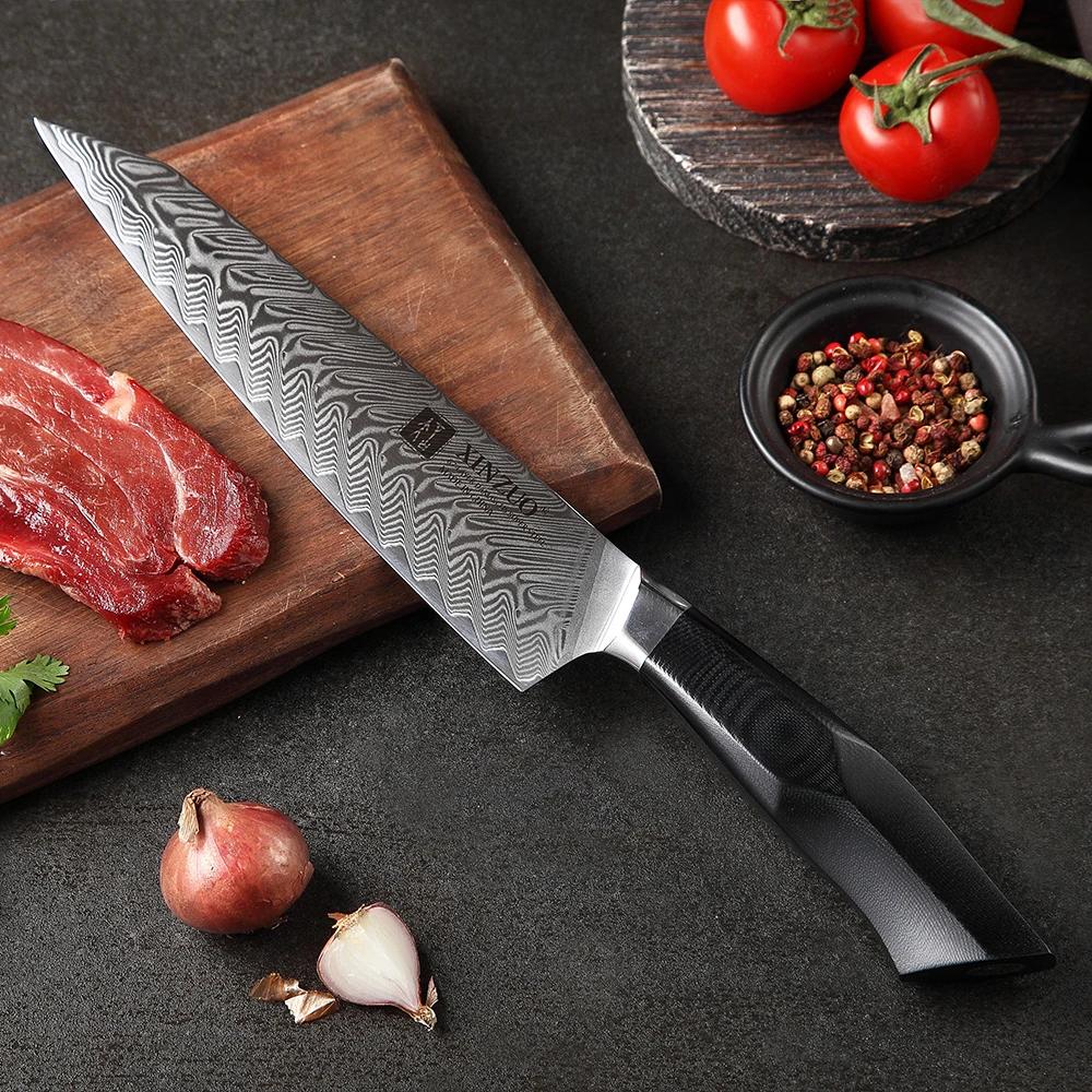

XINZUO 8.3'' Inches Carving Knife Damascus Steel Stainless Steel Cleaver Meat Slicing Vegetable Carving Knife Chef Kitchen Tools