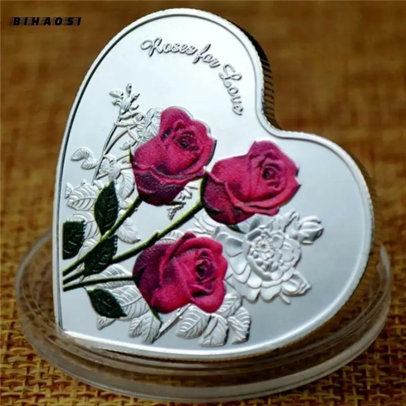 Серебряная монета с рельефным рисунком в виде розы 999 пробы | Дом и сад