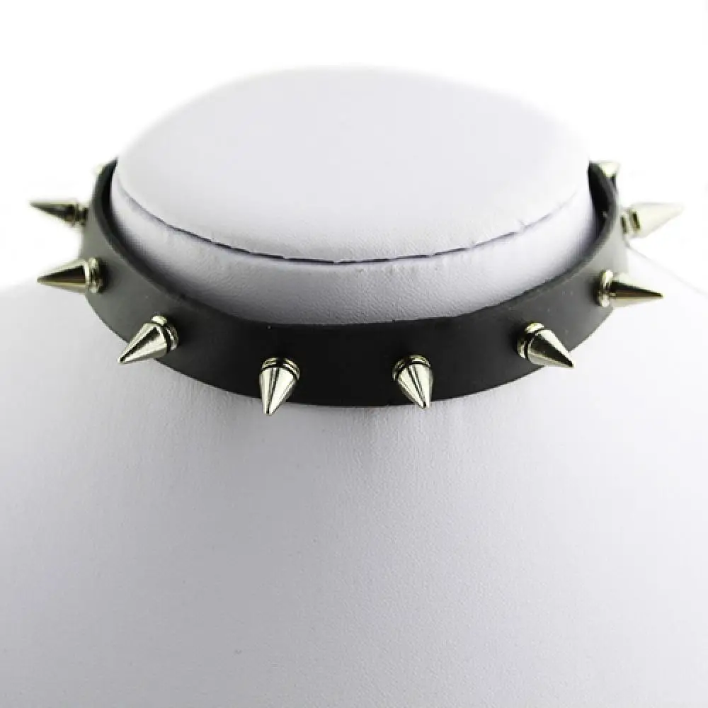 

Gothic Men Women Unisex Faux Leather Spike Rivet Choker Punk Necklace Jewelry