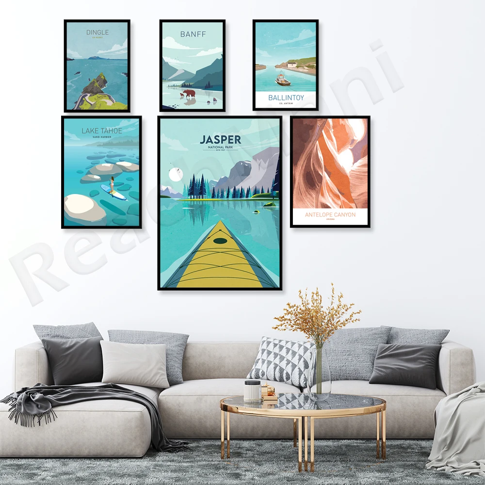 Постеры для путешествий принты Калифорнийского озера Тахо полуостров Дингл