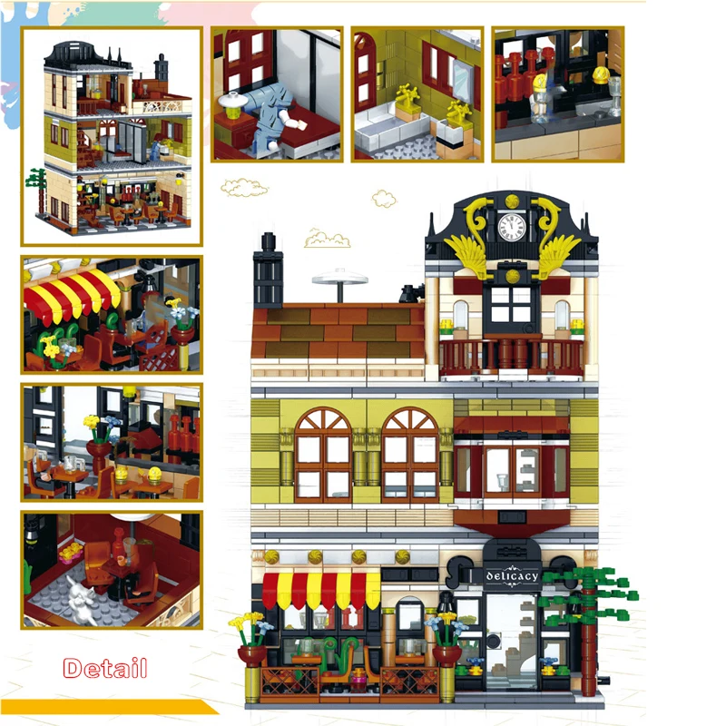 

ZHEGAO City Street View Series Building blocks Set Friends cafe pub Model Educational Bricks assembled DIY toy for children gift