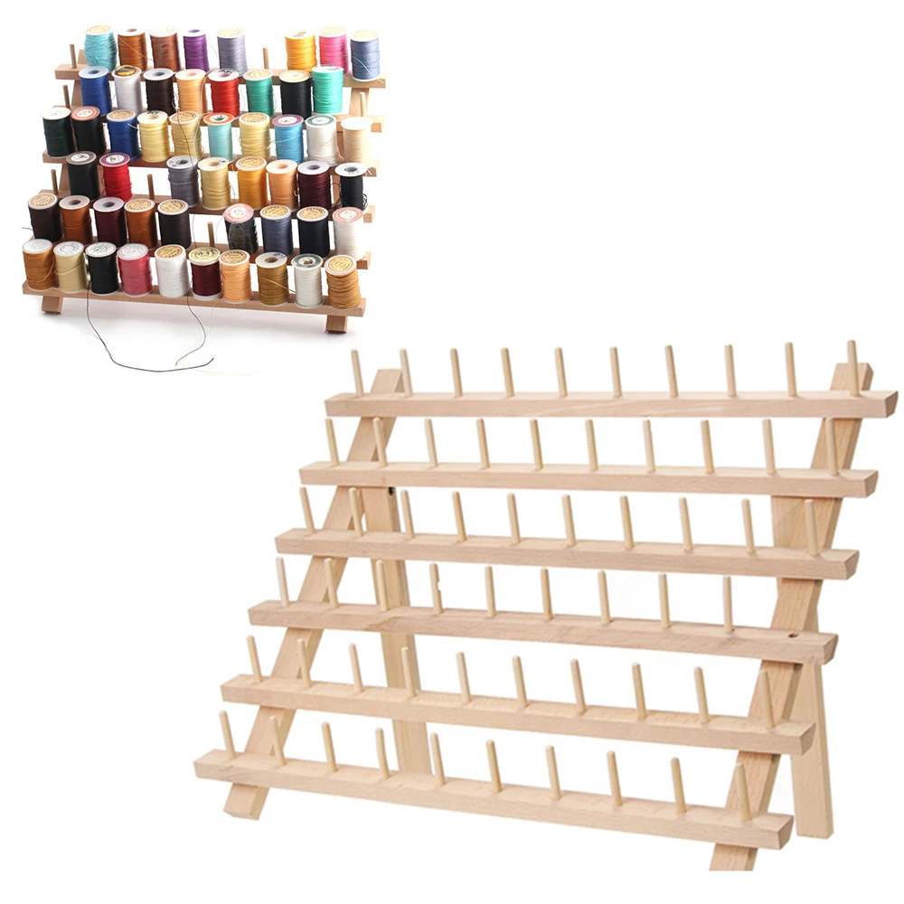 60 оси деревянная резьба стеллаж для выставки товаров шпули Швейные Организатор