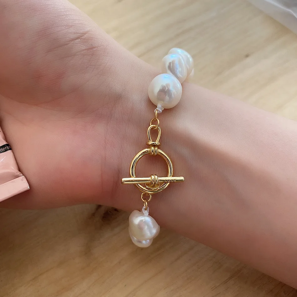 Женский браслет из серебра 925 пробы с жемчужинами|Гибкие и жесткие браслеты| |