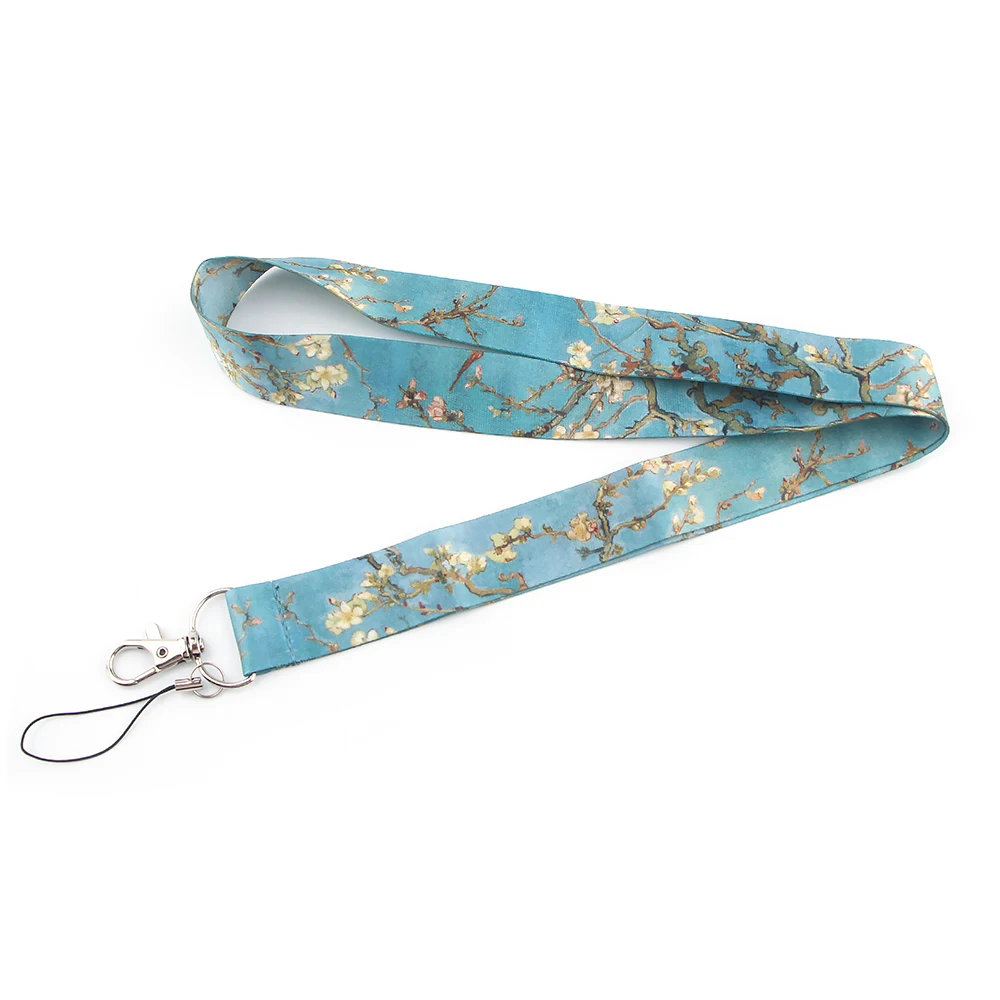 LX478 Van Gogh Card Cover Lanyard Neck Strap Rope For Mobile Cell Phone ID Card Badge Holder With Keychain Keyring