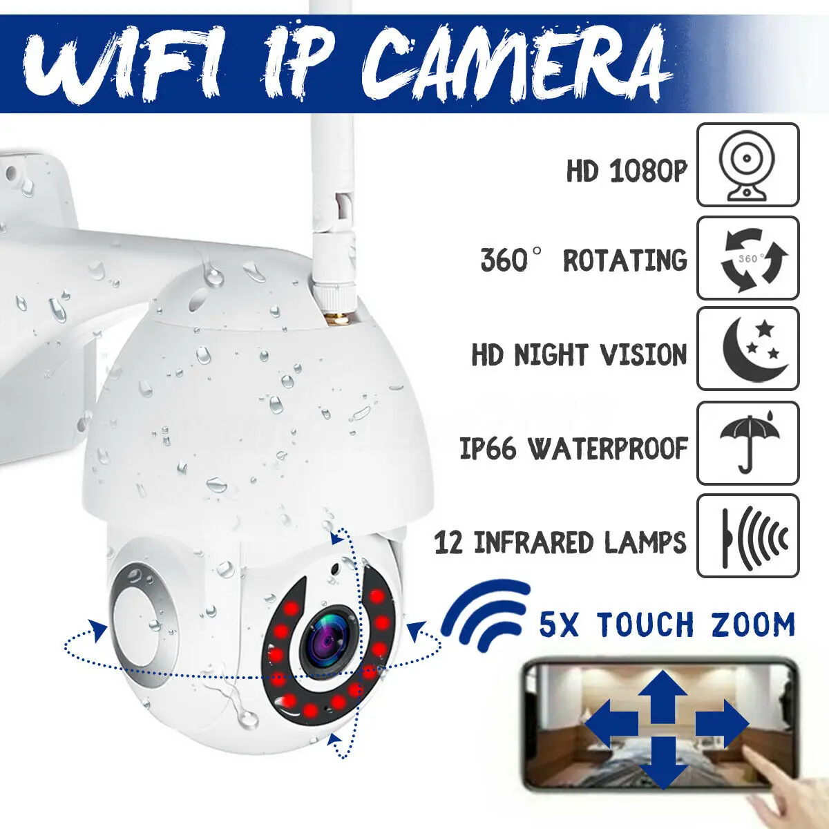5X зум WiFi PTZ IP камера панорамирование наклона 1080P HD Безопасности IP ИК камера ночного видения наружная скорость Купол беспроводная видеокамера с Wi-Fi