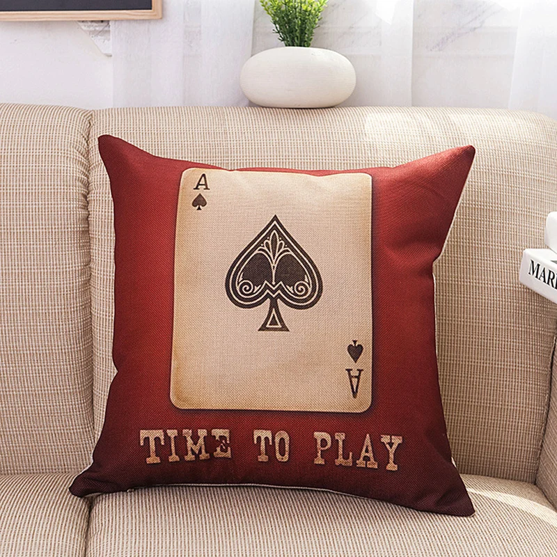 Печать покерные лопаты хлопок льняная Подушка Диван Лондонский автомобиль