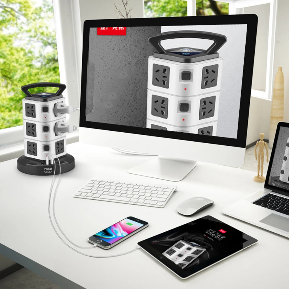 Удлинитель электрический с защитой от перенапряжения 16 розеток USB 1 8/2 8/4 8