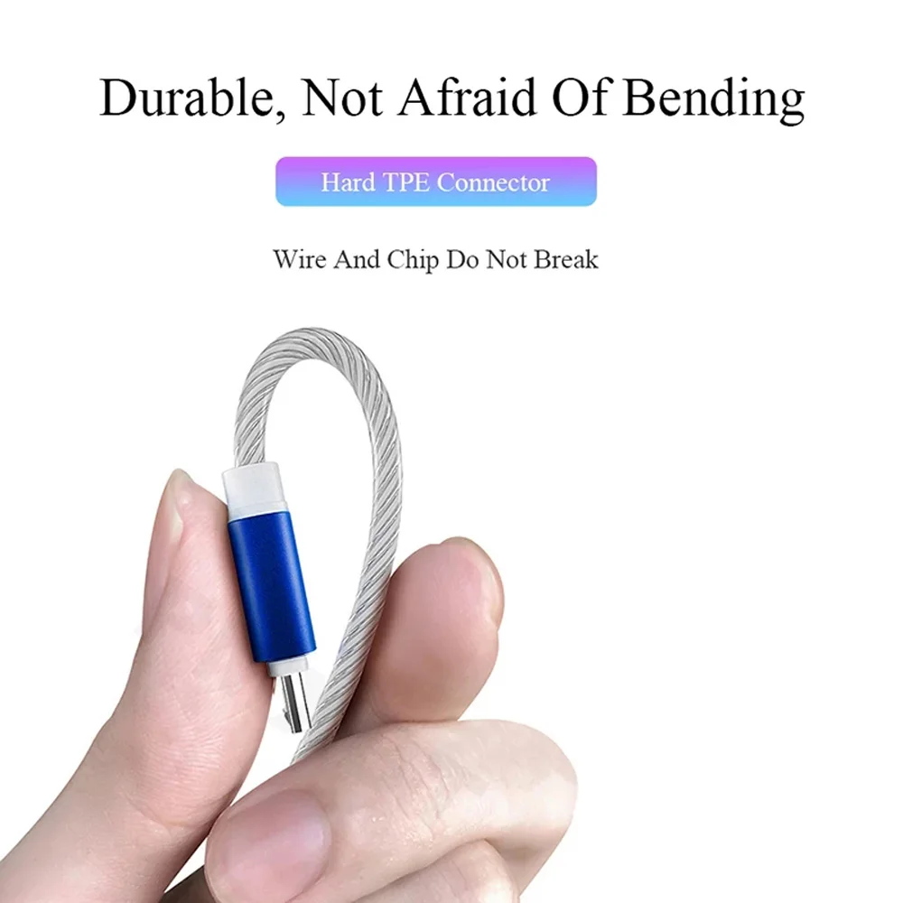 

Quick Charge USB Colourful Cable LED Flowing Fast Charger Cable For iPhone Xiaomi Samsung Charging Cable For Ios Mirco Type C