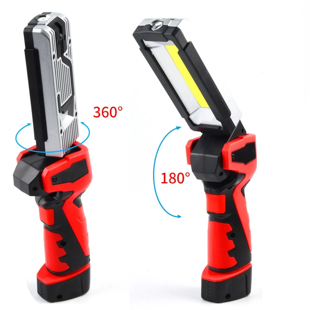 

Profession Dual 360° COB Bulb Flashlight Work Light 18650 USB Rechargeable Inspection Lamp Torch Car Emergency Flashing Light