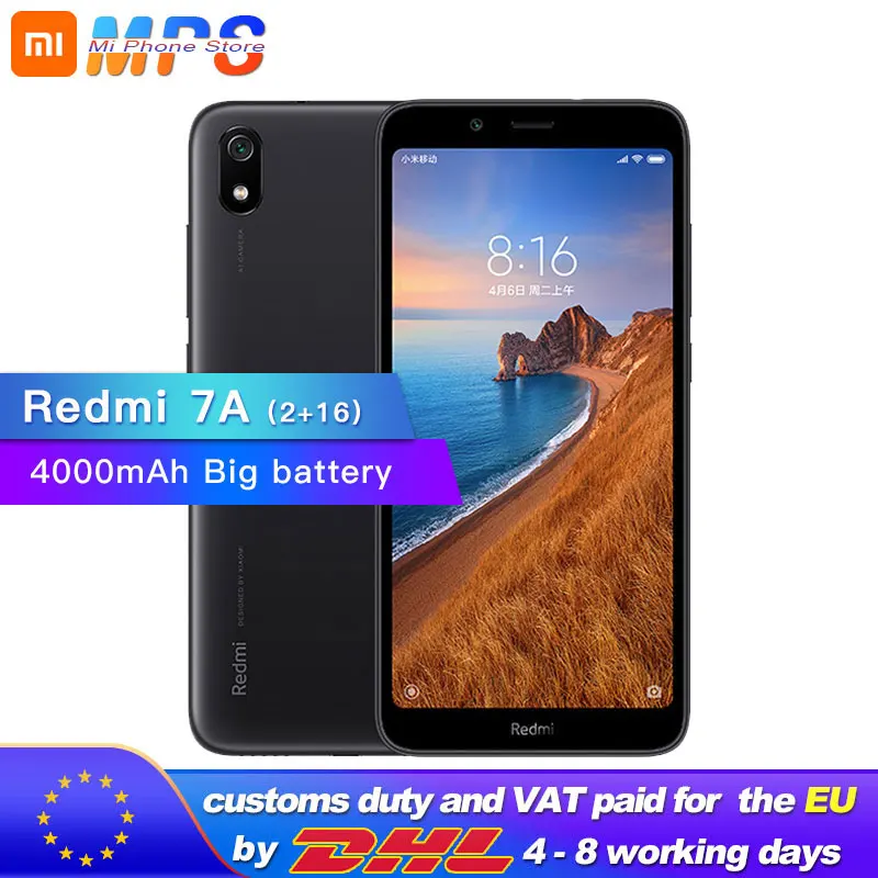 Xiaomi Redmi 7A смартфон с восьмиядерным процессором Snapdargon 439 ОЗУ 2 Гб ПЗУ 16 ГБ 13