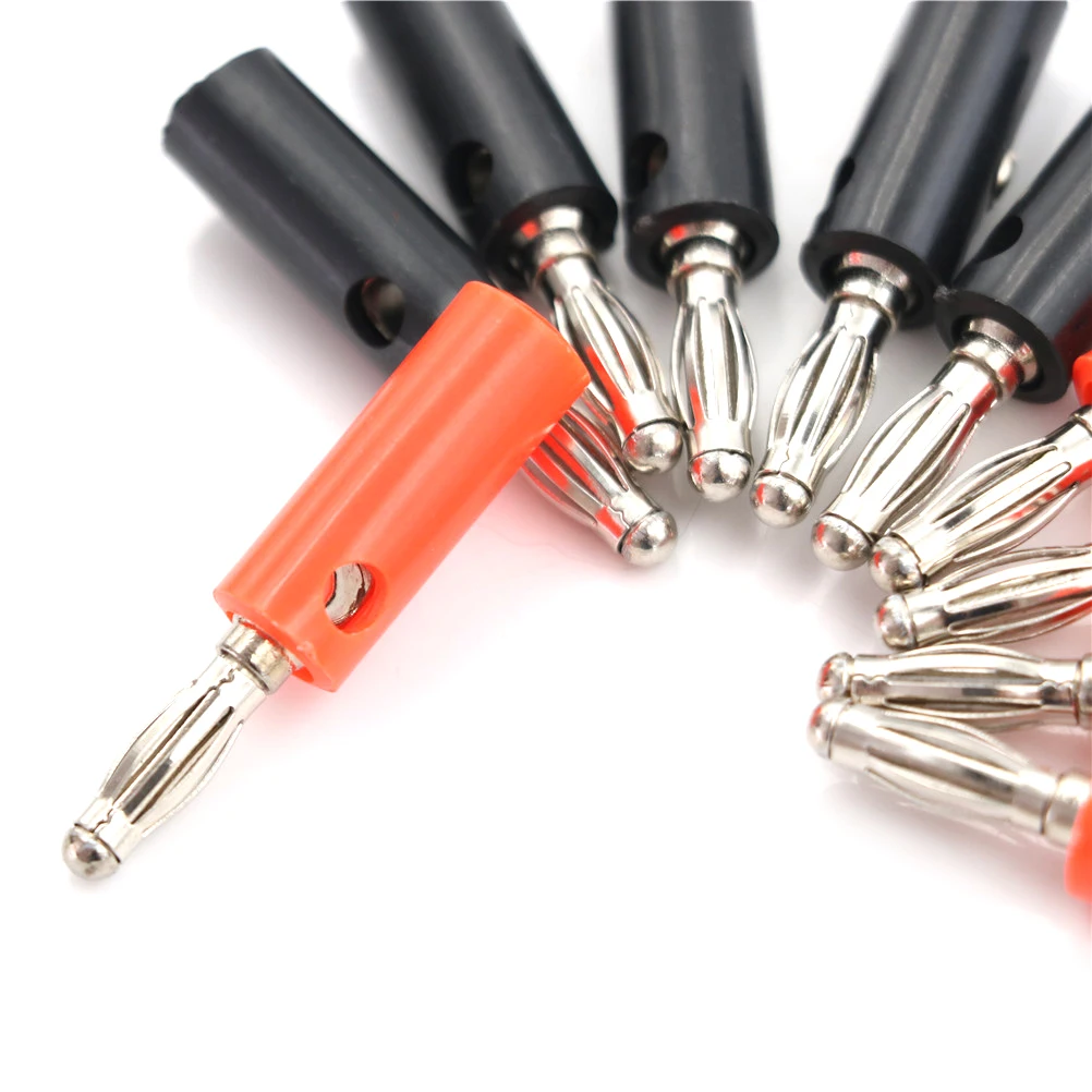 

5Pcs/lot Banana Plugs Copper Black & Red Wire Audio Speaker Screw Banana Gold Plate Plugs Connectors Adapter 4mm