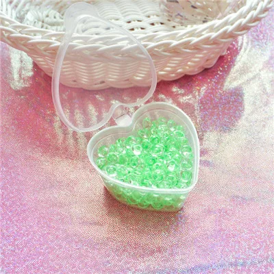 Green bead and box В форме сердца, коробка для слизи, рыбные шарики для слимов, амулеты Lizun, сделай сам, Ploymer, глина, контейнеры для хранения, органайзер, шарики для коробки - Цвет: Green bead and box
