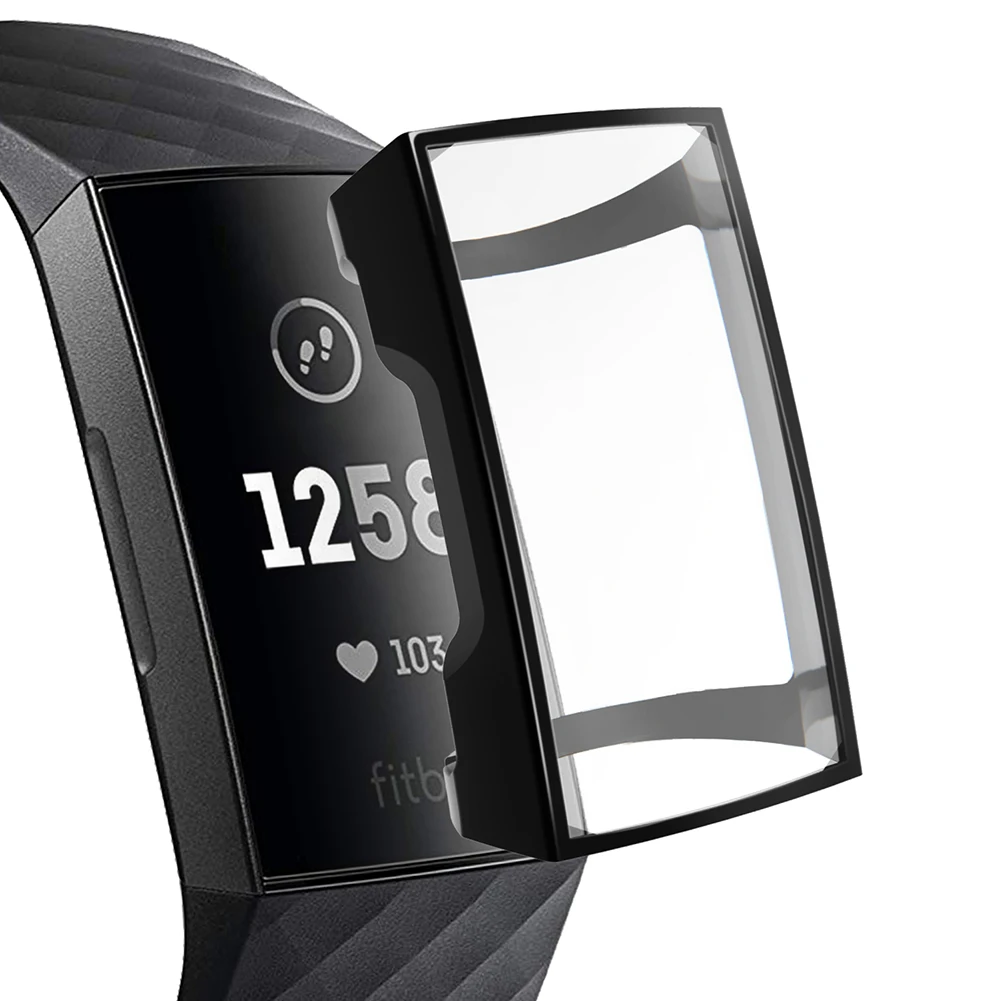 Черный Защита экрана для Fitbit Charge 3 браслет протектор для часов поддержка сенсорного управления Анти-пыль анти-падение часы циферблат чехол - Цвет: Черный