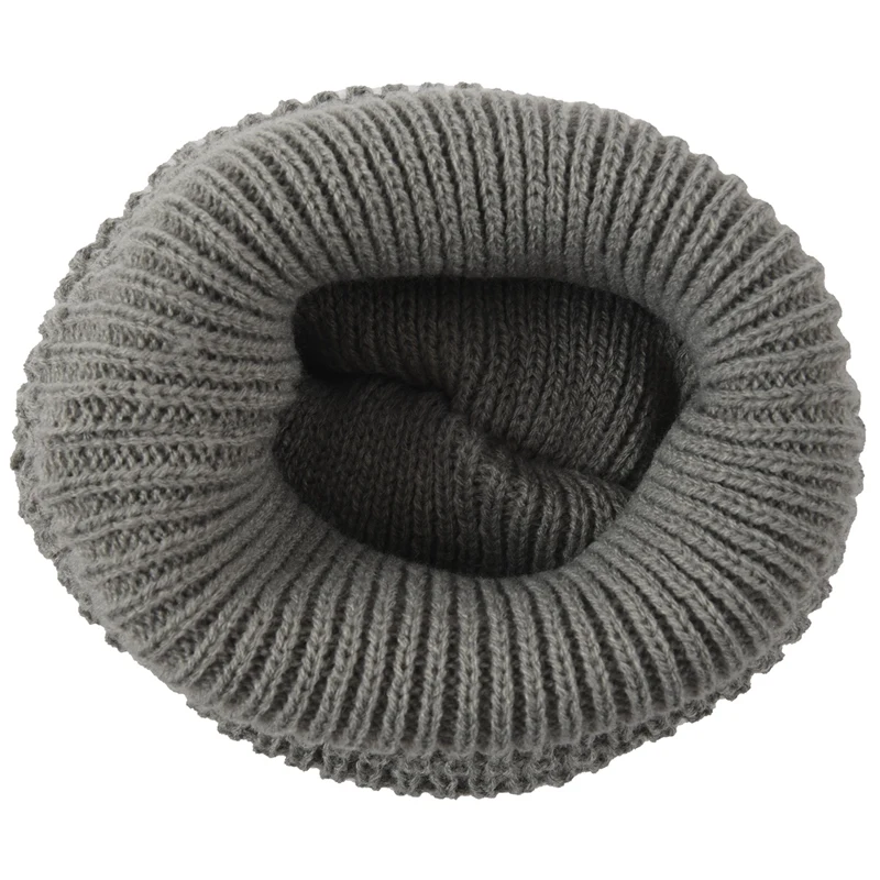 Мужская Вязаная Шапка-бини с напуском серого цвета для лета и зимы | Аксессуары