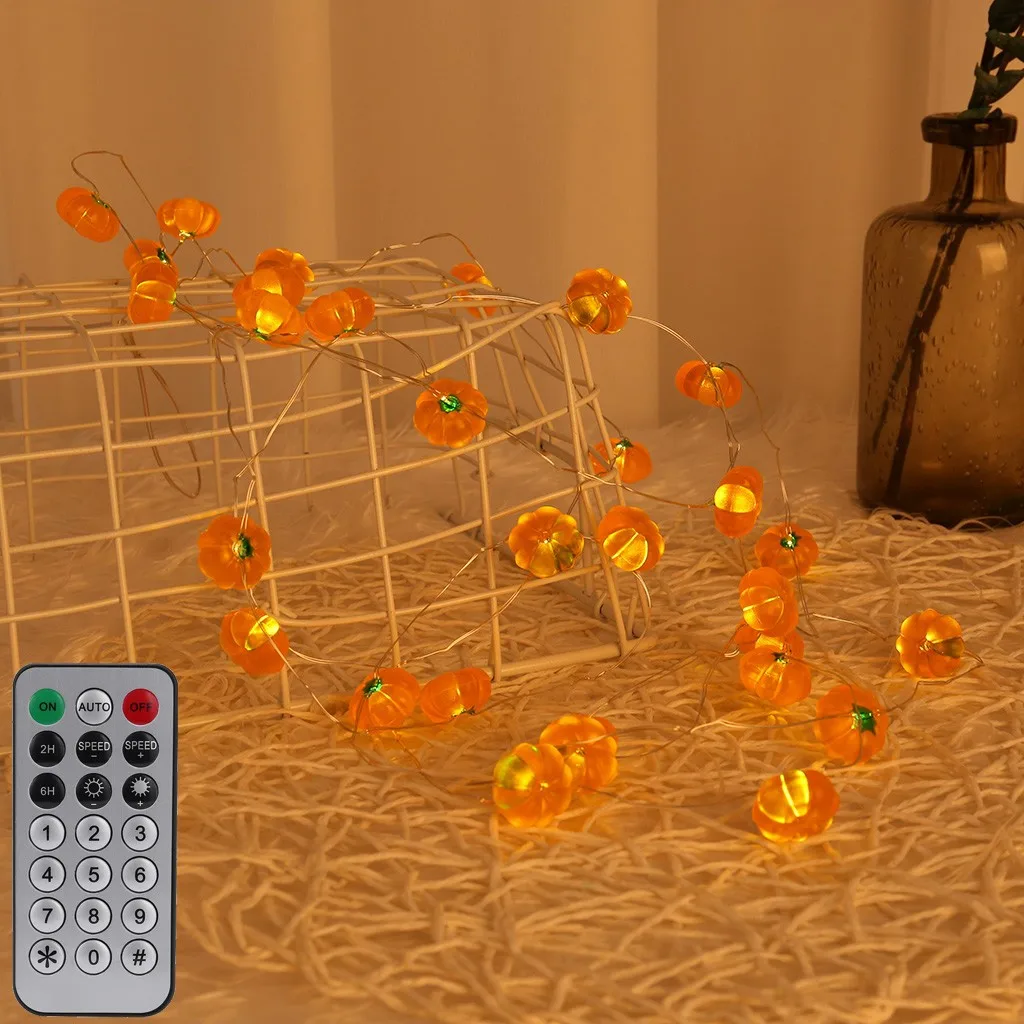 Тыква гирлянды 30 светодиодный 10ft работает украшенное мозаикой из драгоценных