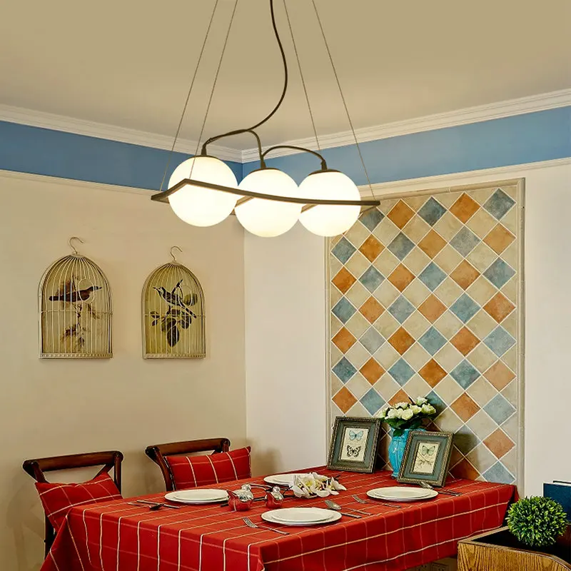 Современная Потолочная люстра в скандинавском стиле с черными шариками E27