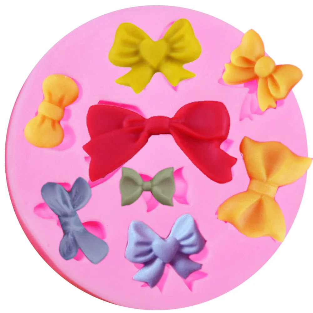 

New DIY Cake Fondant Baking Mould 8 Bows Liquid Silicone Mould