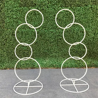white 1 set Круг свадебный реквизит из кованого железа искусственный цветок стенд настенная полка 4 круглое кольцо Арка фон круглая АРКА День рождения украшения - Цвет: white 1 set