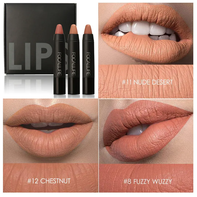 3pcs Women Korean Beauty Lipsticks Set Powdery Matte Ladies Sexy Waterproof Lips Makeup Labiales Larga Duracion |