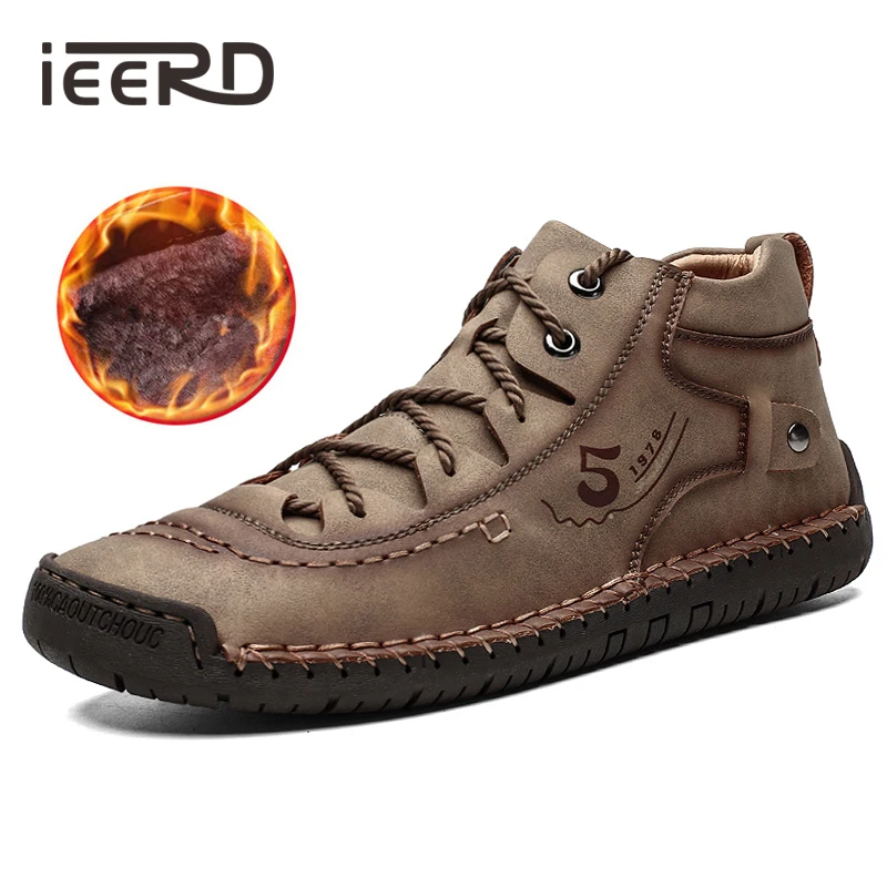 Plus Size Winter Men Shoes Casual Split Leather Shoes Men Loafers Super Comfort Snow Shoes Men Flats Hot Sale Moccasins Shoes