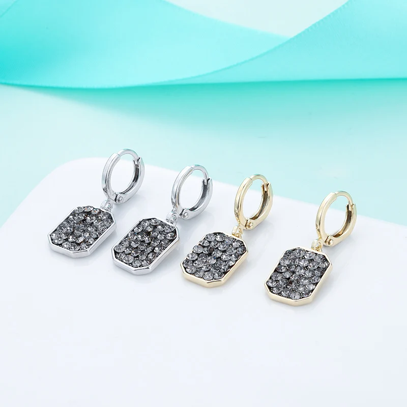 MAIKALE корейские модные квадратные золотые серебряные висячие серьги с камнями, фианит, голубой камень, CZ серьги для женщин, ювелирные изделия, подарки для девочек