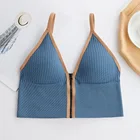 Облегающий топ без рукавов с открытыми плечами на бретелях-спагетти, универсальный топ в Корейском стиле, укороченный топ в полоску, женский бюстгальтер со встроенным бюстгальтером