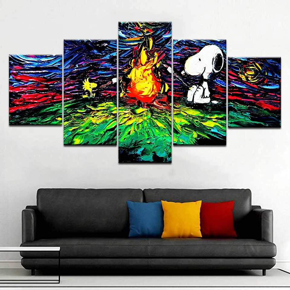 Домашний декор Современная Абстрактная живопись Wall Art Рамки Холст 5 Панель Пёс из
