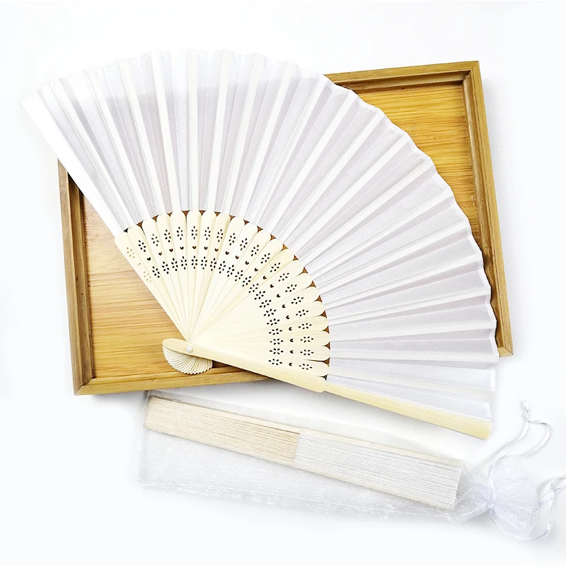 

50/60/70 Personalized Silk Folding Hand Fan Wedding Favor Custom Engagement Bridal Baby Shower Gift With Bag Print Name & Date