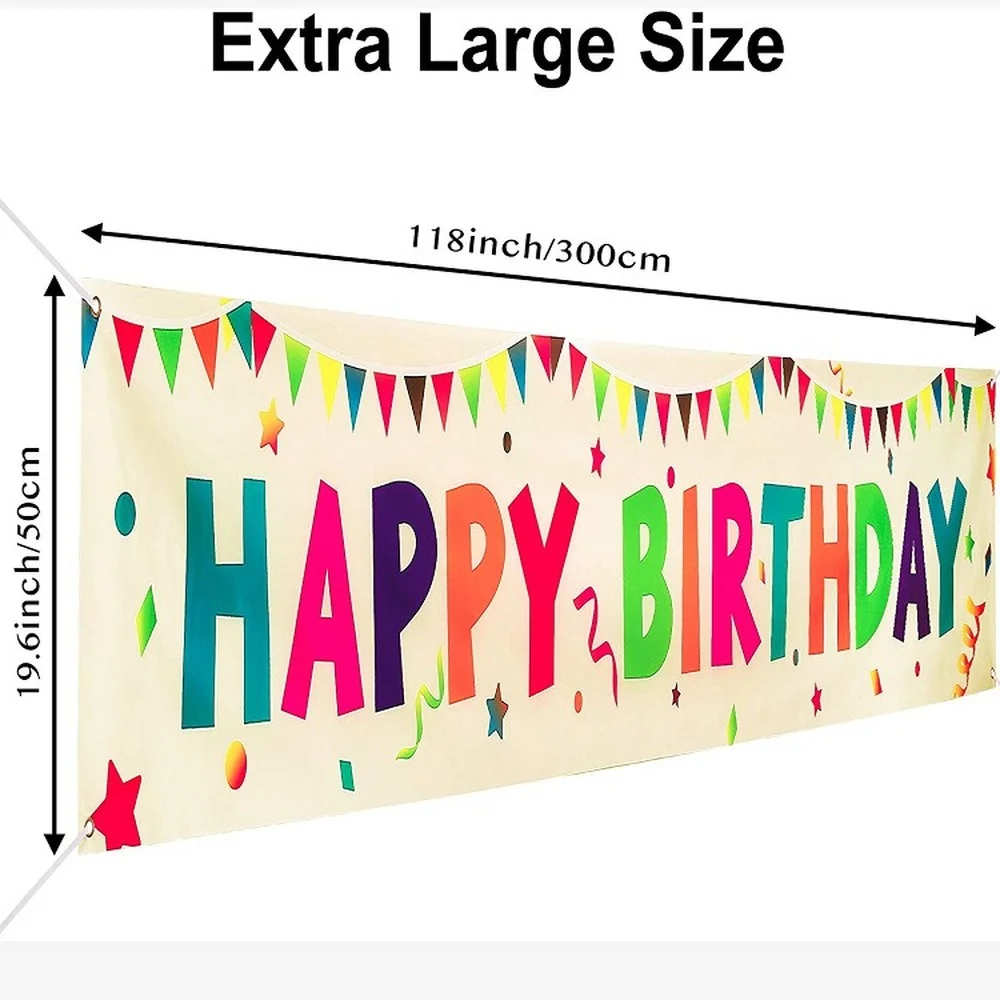 Pаспродажа Большие тканевые украшения для дня рождения, Радужный баннер с надписью на день рождения, фон для детей, мальчиков, девочек, взрослых