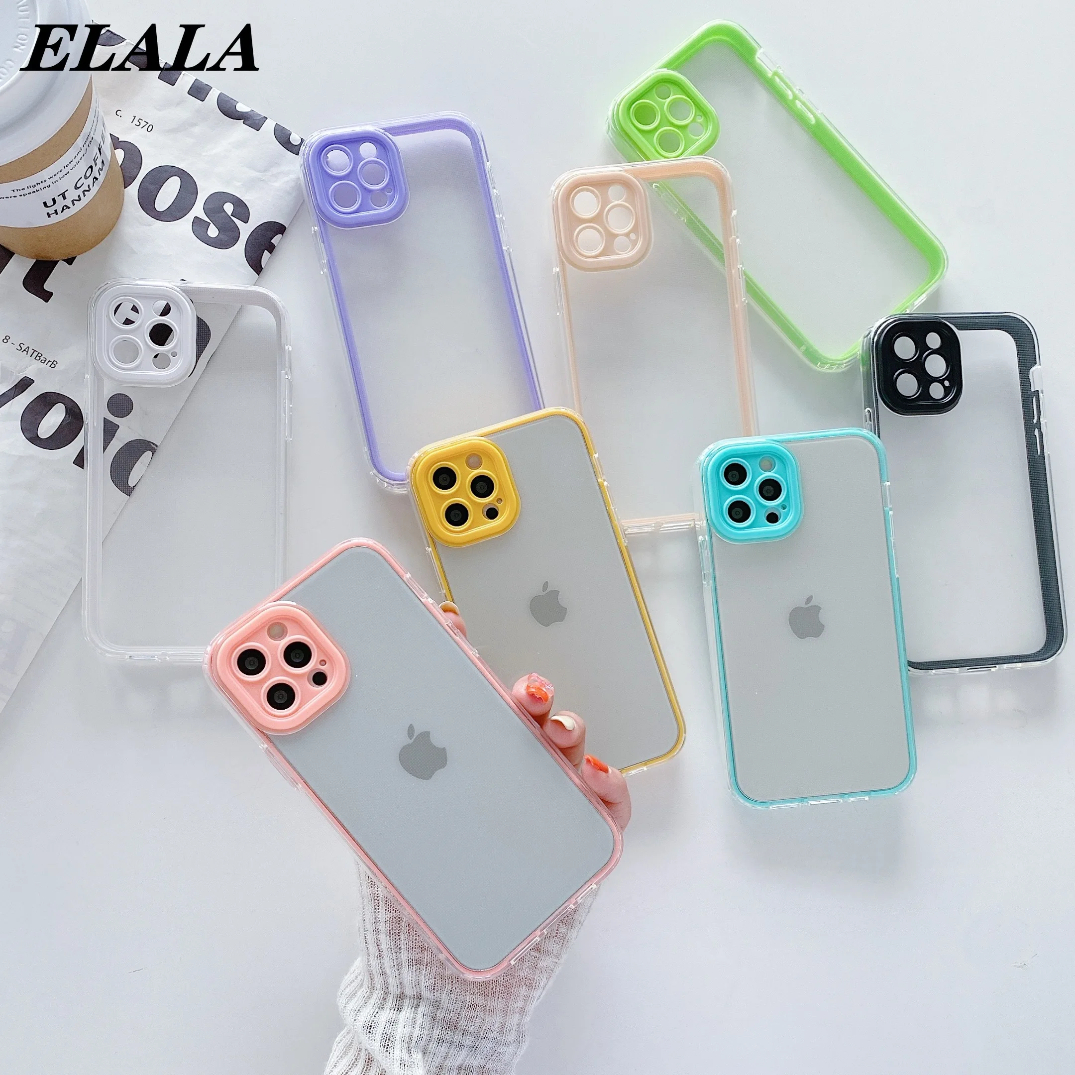 

Fashion Shockproof Transparent Soft TPU Phone Case for iPhone 12 Pro Max 11 XR XS 7 8 Plus SE 2020 Hybrid Precision Hole Cover
