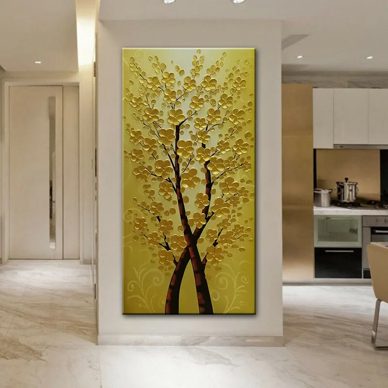 

Ручная роспись, современный нож, золотое дерево удачи, картина маслом на фотообои, картина для гостиной, домашний декор, подарок