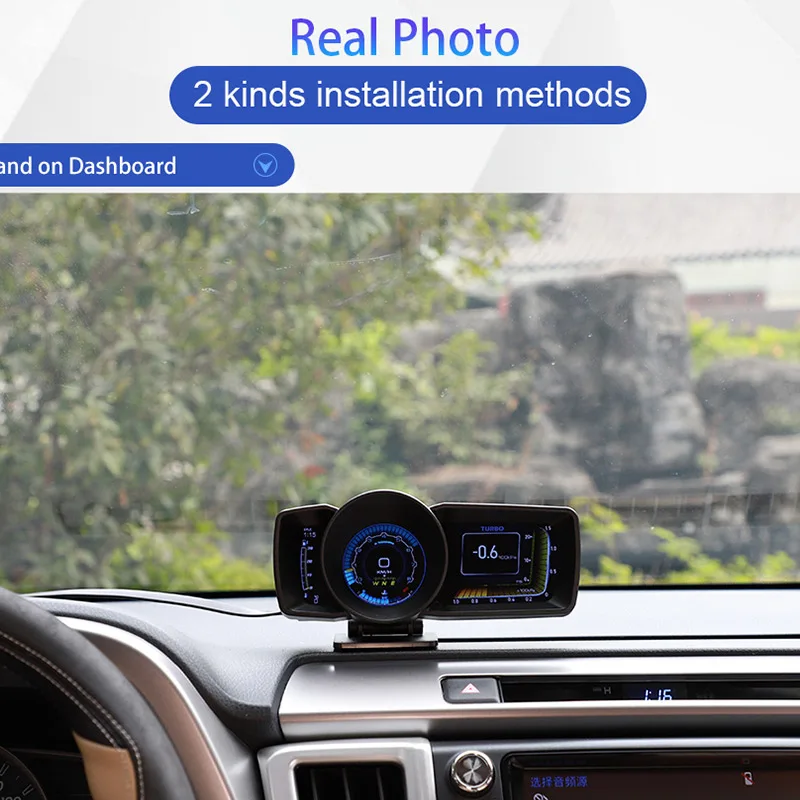 

Automobile HUD instrument display automatically displays OBD2 + GPS smart digital odometer safety alarm Water&Oil temp RPM