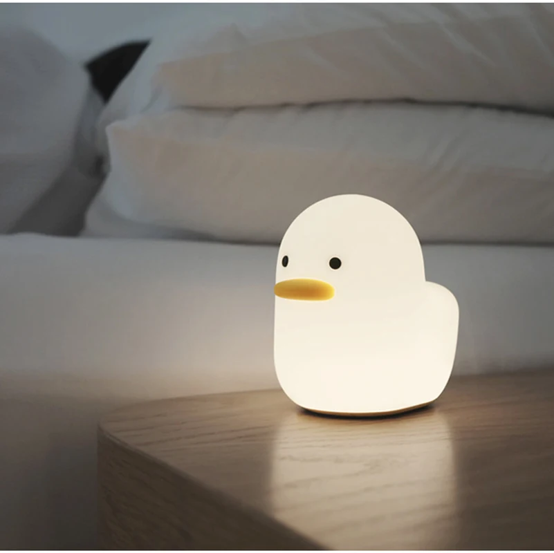 

Ночной светильник lovely duck со встроенным аккумулятором, сенсорный выключатель, декоративная лампа, мягкий силиконовый гелевый светильник