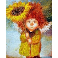 photocustom painting by number sunflower girl drawing on canvas hand painted paintings figure diy pictures by numbers kits home
