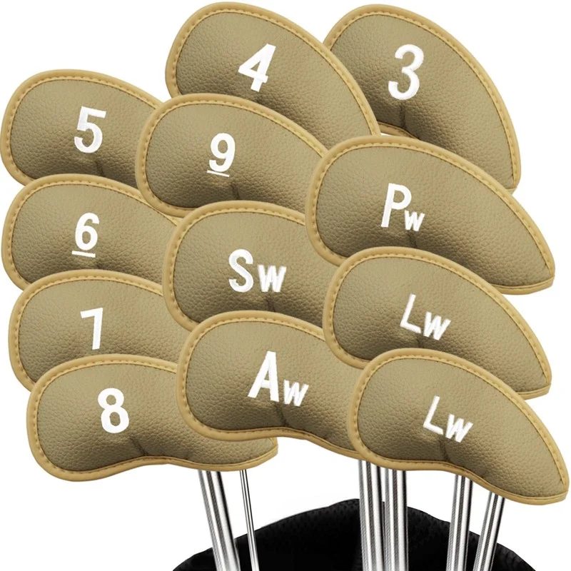 New 12 Pcs Thick Synthetic Leather Golf Iron Head Cover Set Headcover Fit All Brands Irons Clubs Drop Shipping | Спорт и развлечения