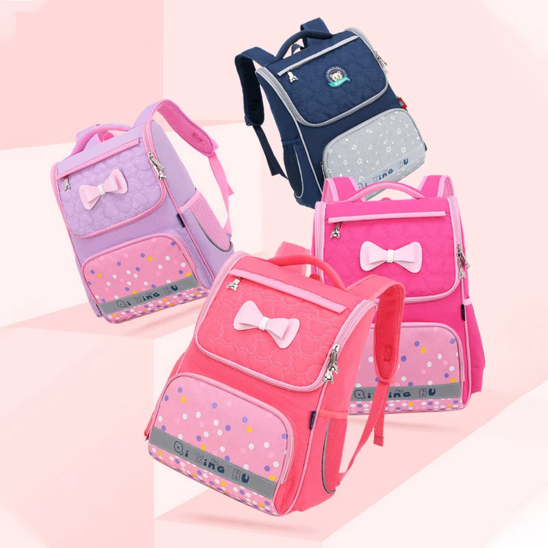 

New Backpack for Elementary School Girl Waterproof Oxford Pink Sac Enfant School Bags Kids Backpack Girls Cute Bow Kids Bags