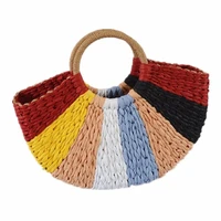 2019 new straw package color round bucket handbag holiday fashion womens bag