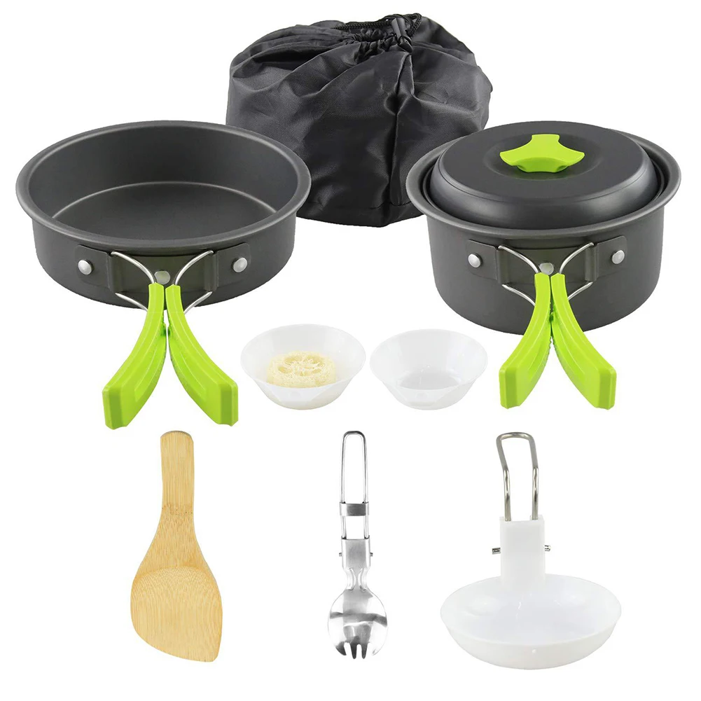 

Portable Camping Cookware Combo Set 1-2 People Ultralight Outdoor Cooking Equipment Tableware Kitchen Utensils Hiking Supplies