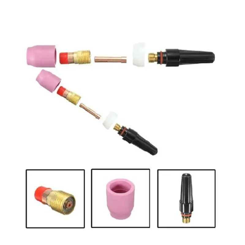 

TIG Welding Torch Stubby Gas Lens Kit Collets Nozzles Back Cap for WP-17/18/26 Series Soldering Set
