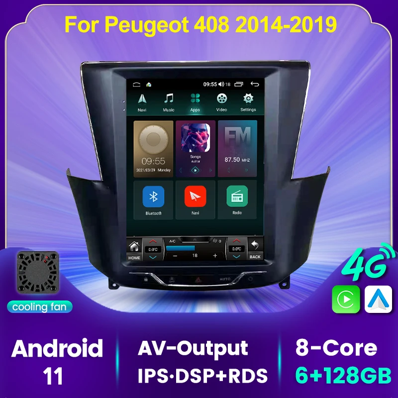 

HD DSP Androd 11 Car DVD GPS Navigation 4G LTE For Peugeot 408 2014-2019 Car Multimedia Radio Viedo Player 5GHz WIFI BT Carplay