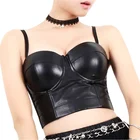 Бюстгальтер пуш-ап из искусственной кожи, в готическом стиле, Клубная одежда кроп Топ для вечеринок