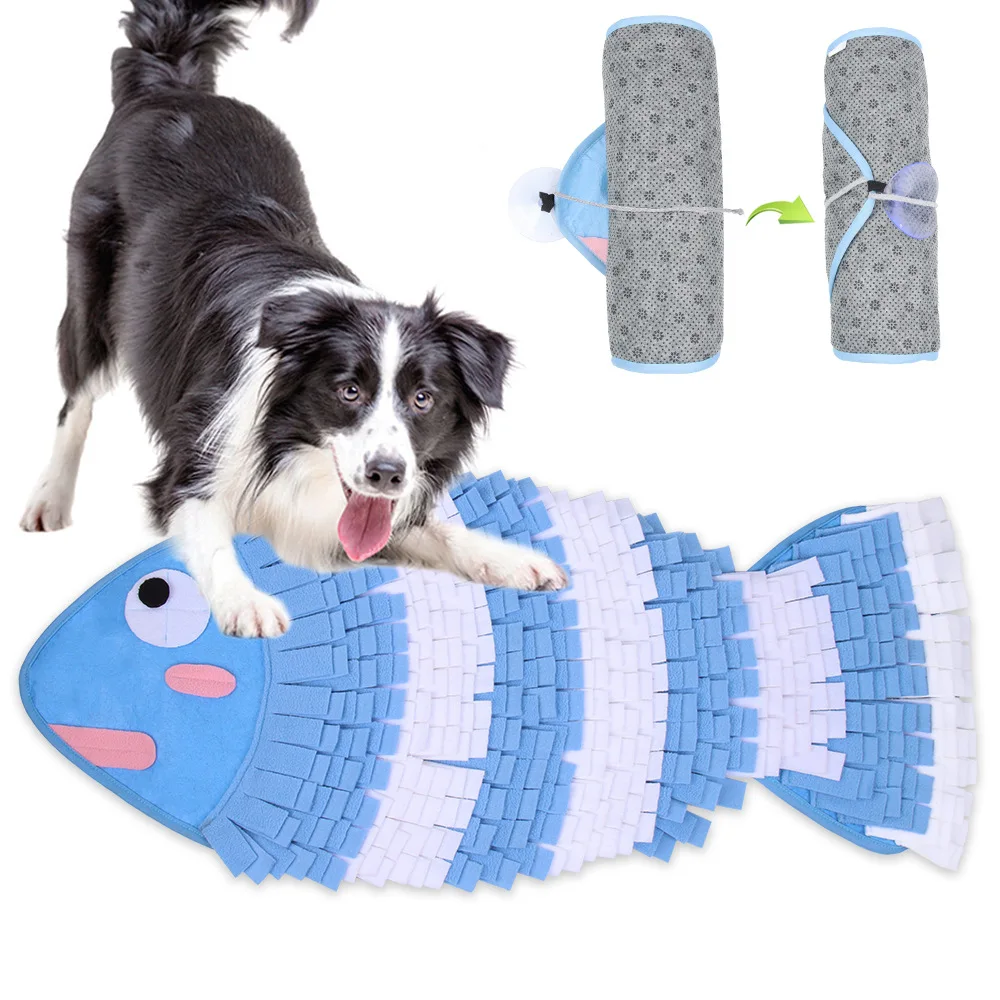 

Snuffle Mat for Dogs Fish Shape Dog Snuffle Mat Interactive Feed Game for Boredom Encourages Natural Foraging Skills