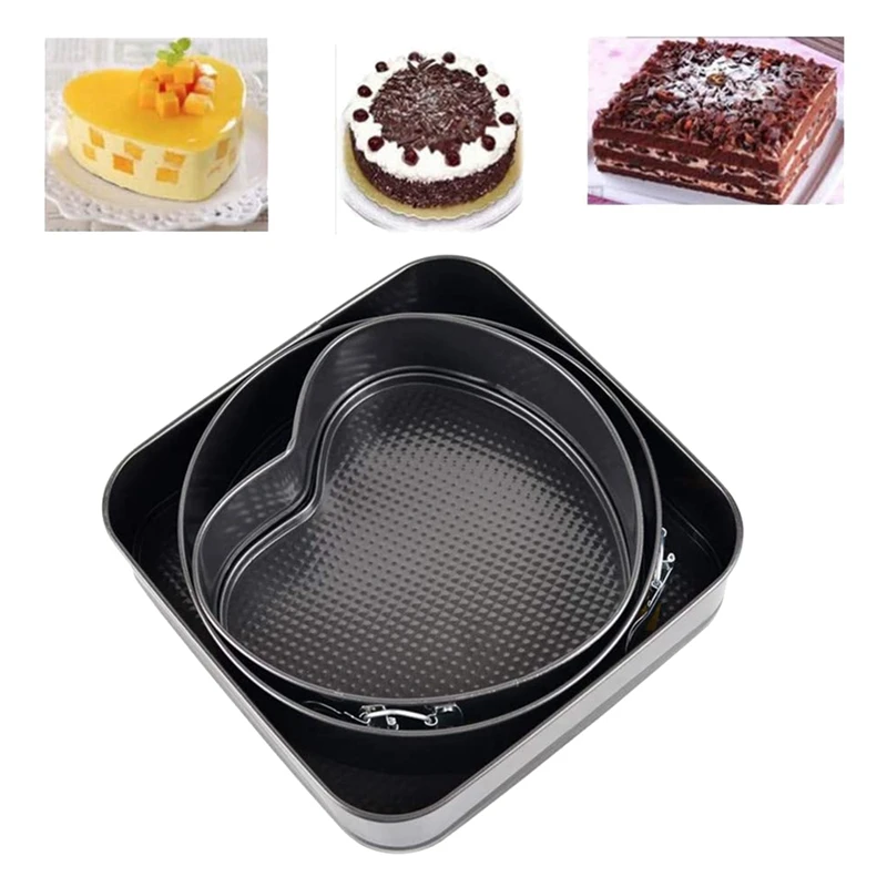 Сковорода Springform 3 шт./компл. сковорода в форме сердца круглая и квадратная съемная