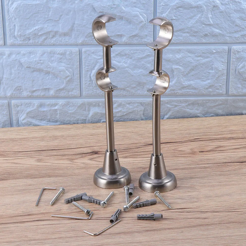 2019 New product 20mm/25mm Double Curtain Rod Brackets Drapery Pole Holder Heavy Duty for Home I88 #1 |