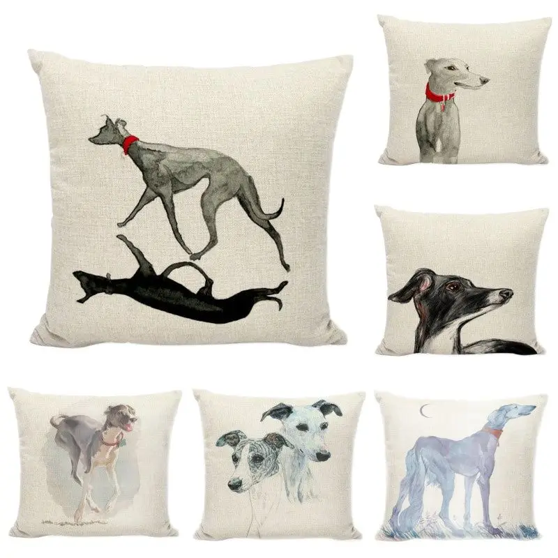 

Dropshipping Greyhound Pillowcase 17*17In Hat Flower Feather Striped Office Chair Cushion Cover Decorate Home Living Room Office