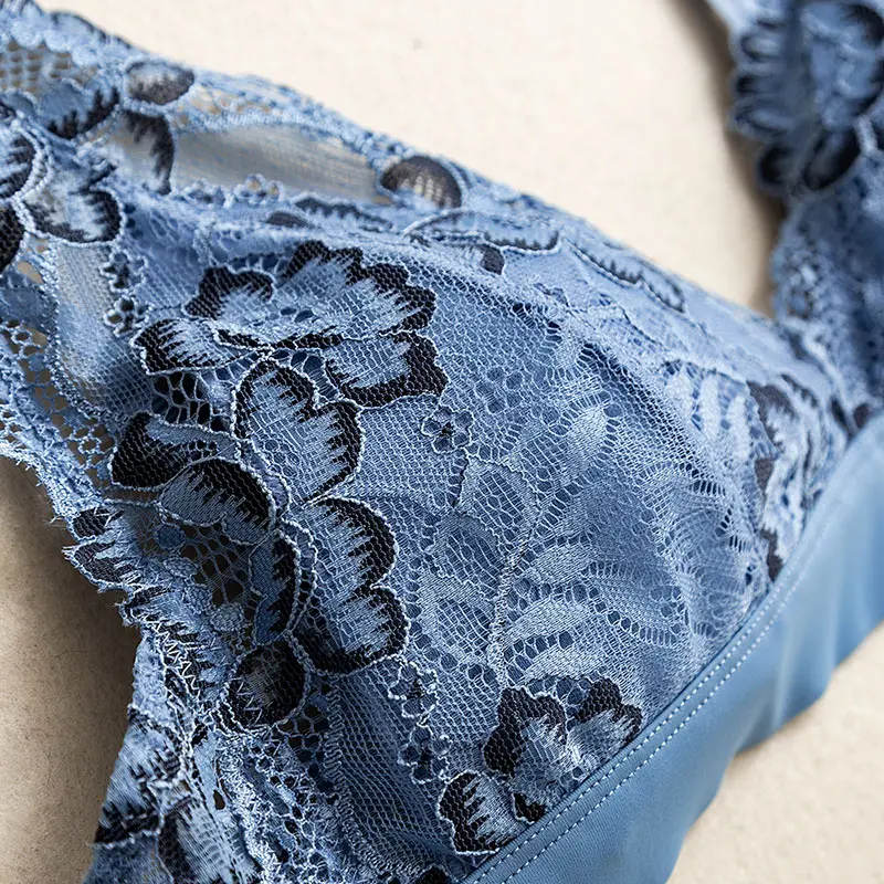 SUYADREAM 2020 Bra Set 100%Real Silk and Floral Lace Wire Free Comfort Bras and Panties Thin padded Healthy Underwears